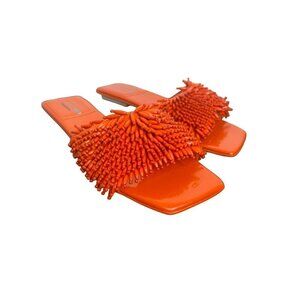 Free People JEFFREY CAMPBELL Orange Beaded Salsa Slip On Sandals Sz 6 NEW Flat